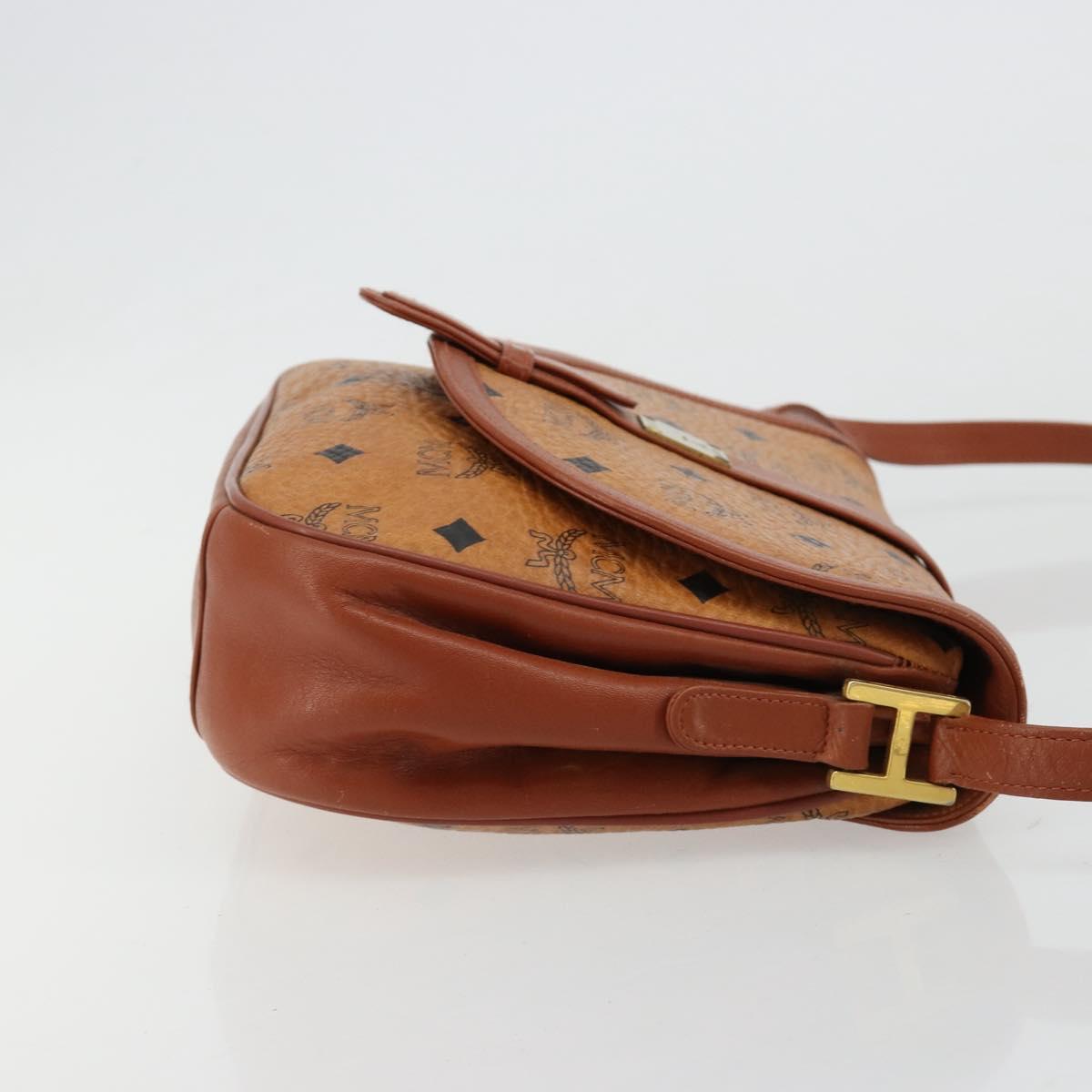 MCM Vicetos Logogram Shoulder Bag PVC Leather Brown Gold Auth gh2133