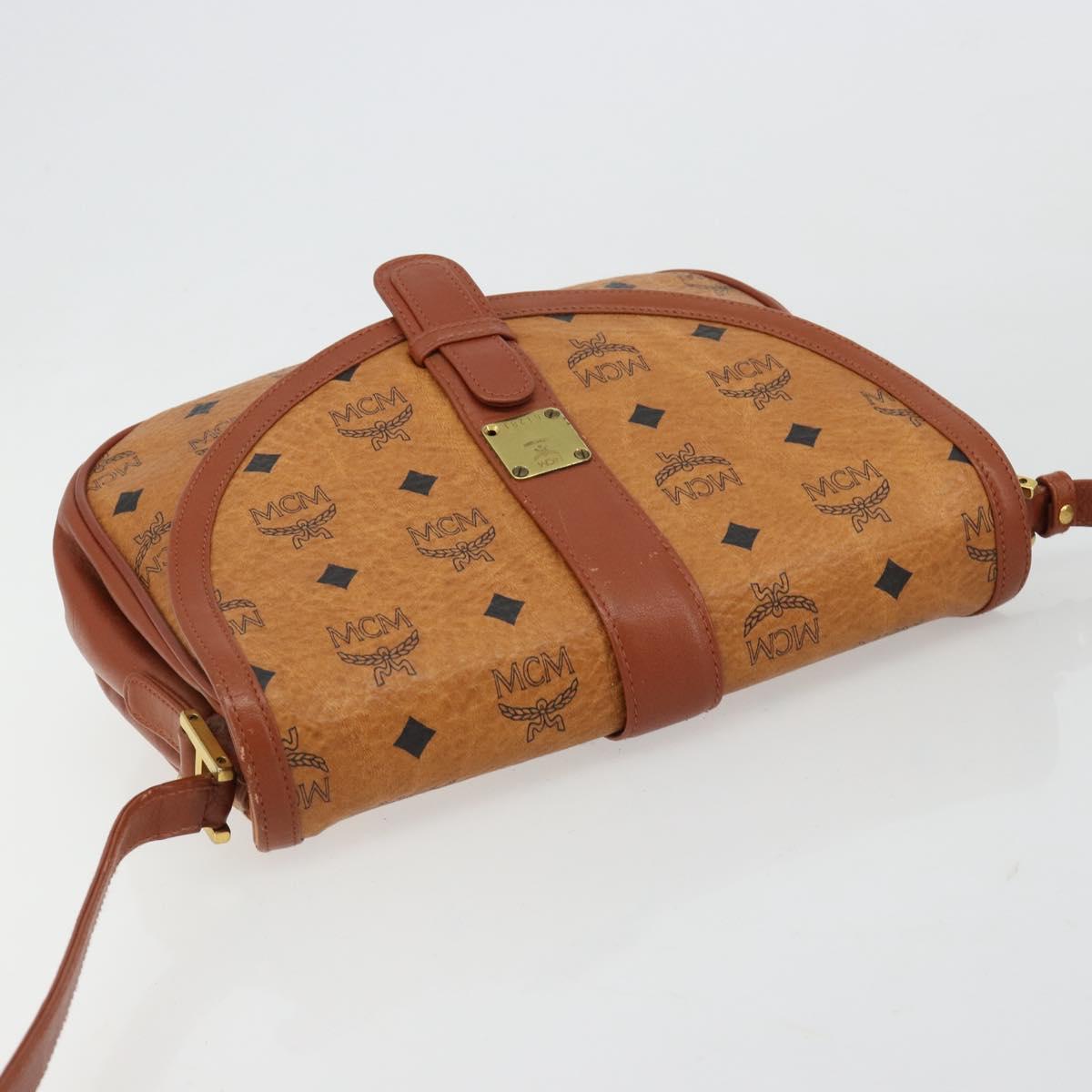 MCM Vicetos Logogram Shoulder Bag PVC Leather Brown Gold Auth gh2133