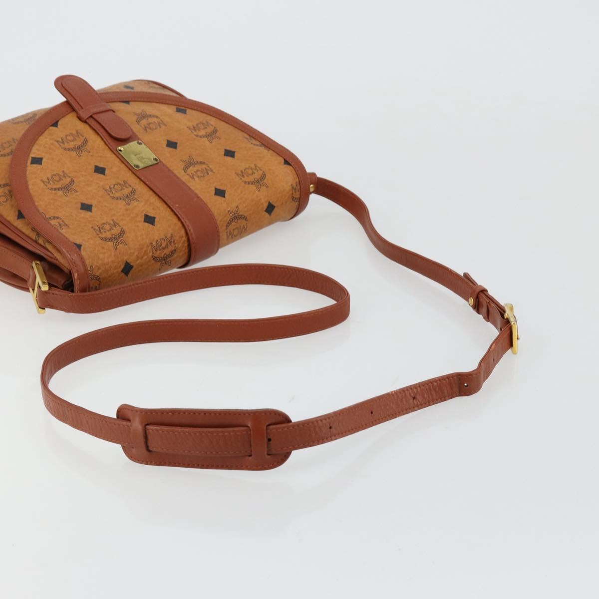 MCM Vicetos Logogram Shoulder Bag PVC Leather Brown Gold Auth gh2133