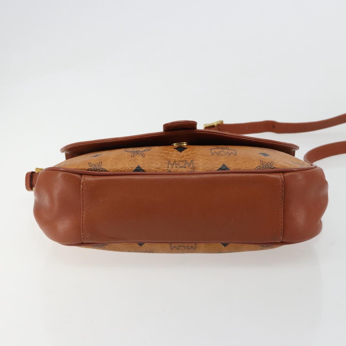 MCM Vicetos Logogram Shoulder Bag PVC Leather Brown Gold Auth gh2133