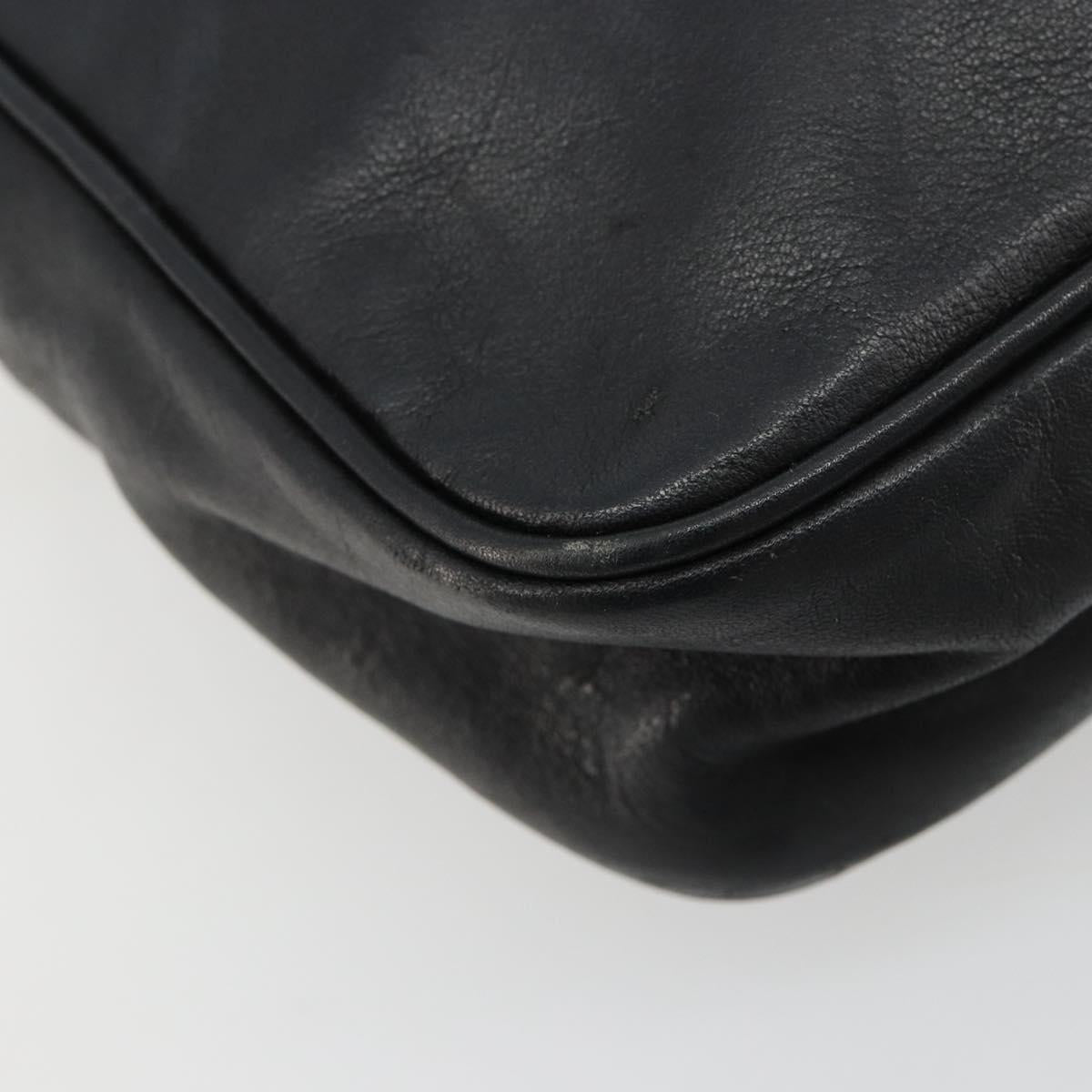 LOEWE Shoulder Bag Leather Black Gold Auth gh2136