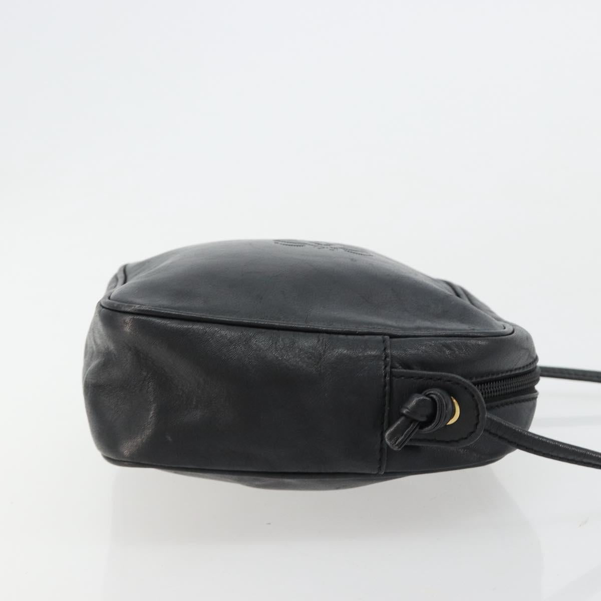 LOEWE Shoulder Bag Leather Black Gold Auth gh2136