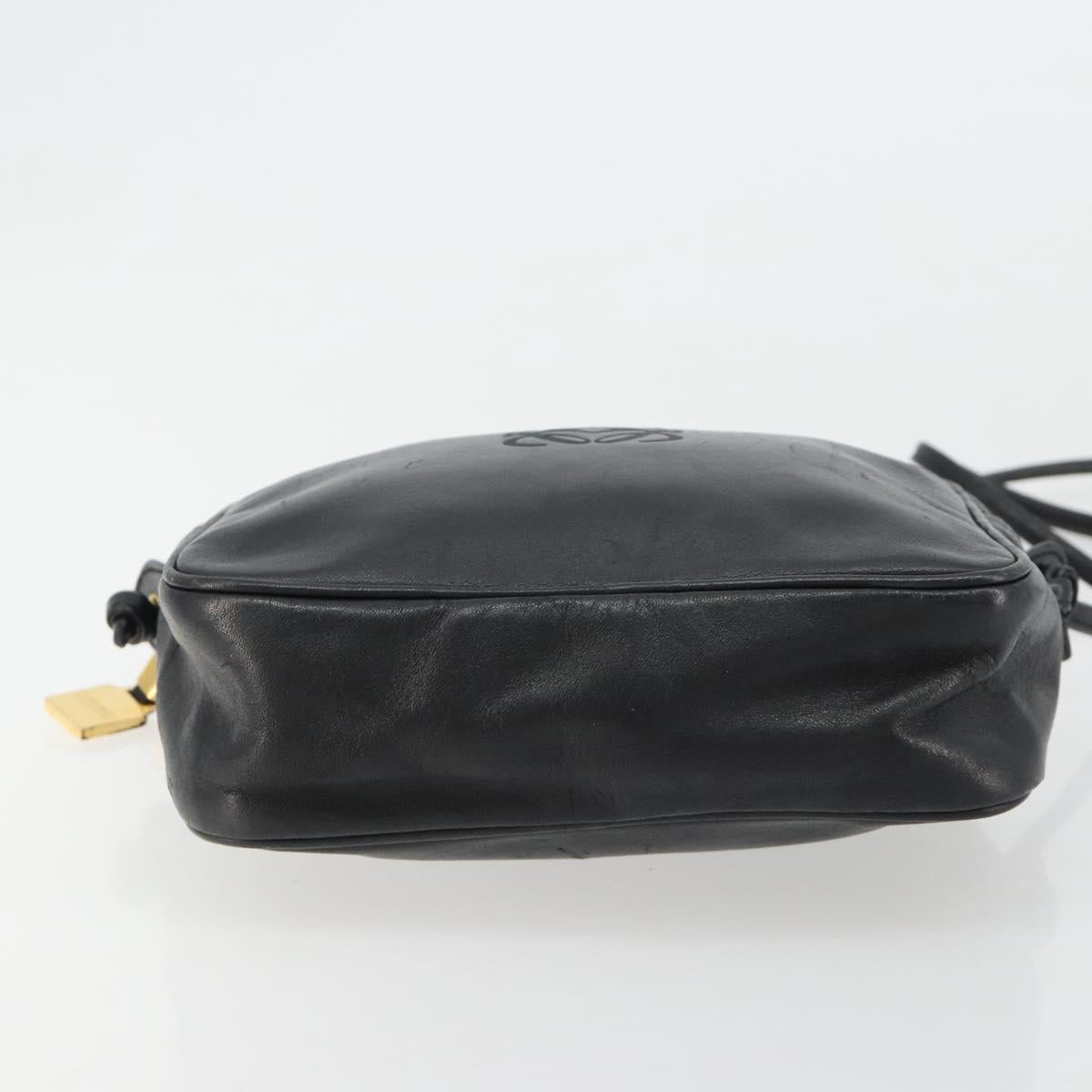 LOEWE Shoulder Bag Leather Black Gold Auth gh2136