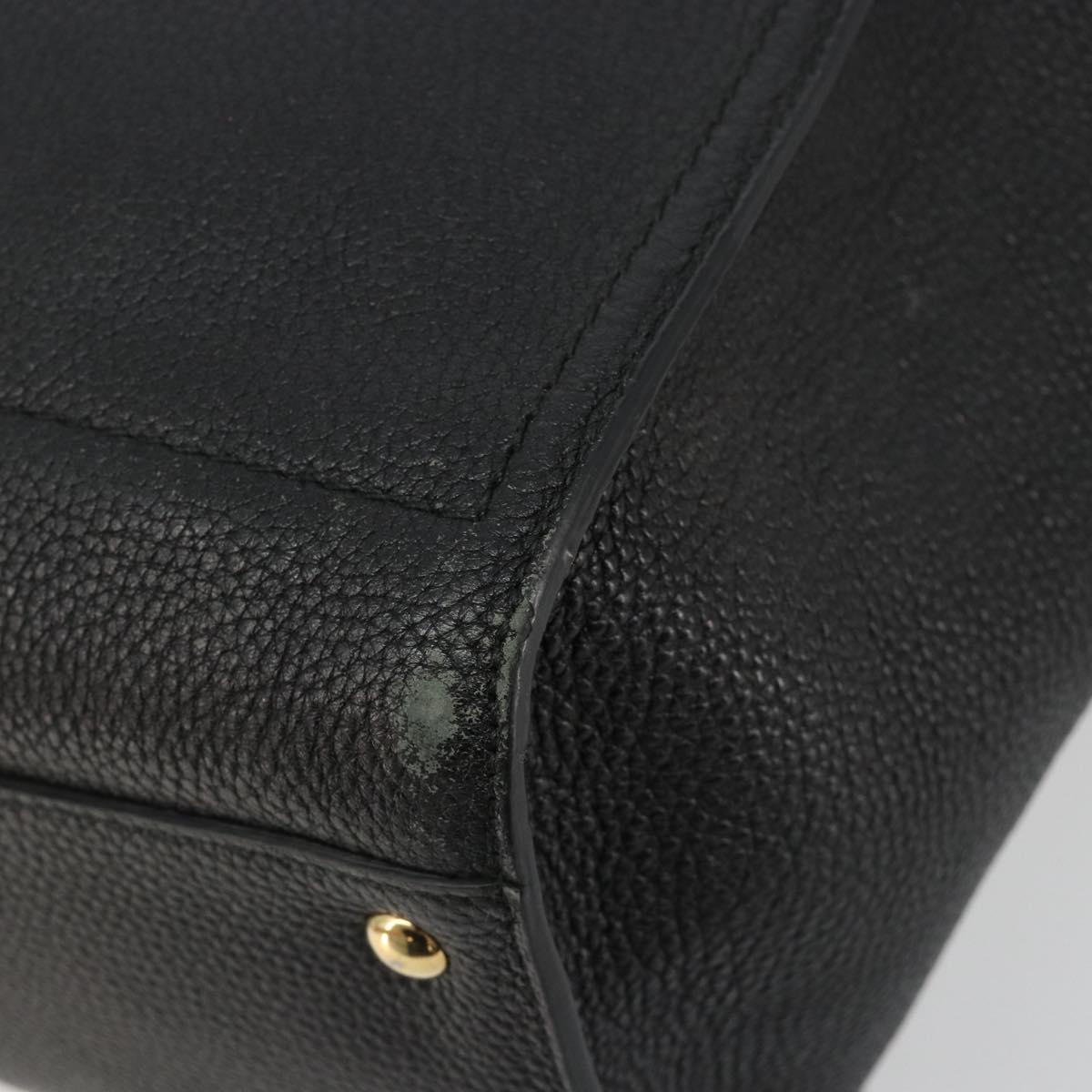 Salvatore Ferragamo Gancini Tote Bag Leather Black Gold Auth gh2138