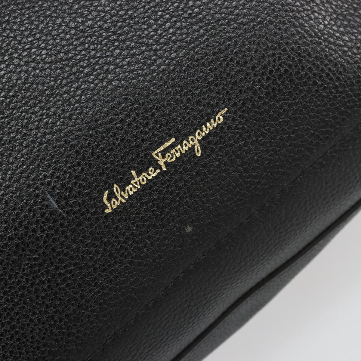 Salvatore Ferragamo Gancini Tote Bag Leather Black Gold Auth gh2138