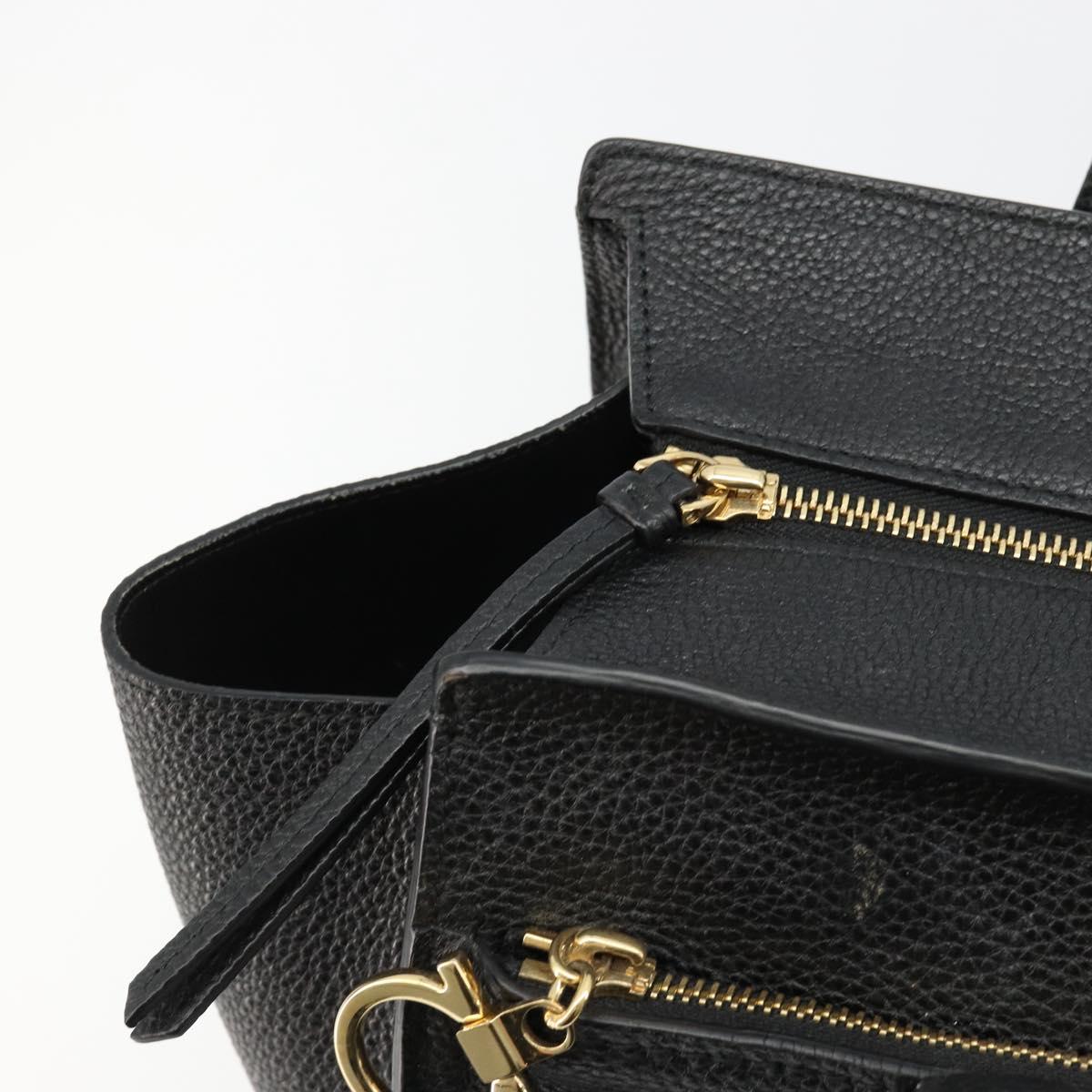 Salvatore Ferragamo Gancini Tote Bag Leather Black Gold Auth gh2138
