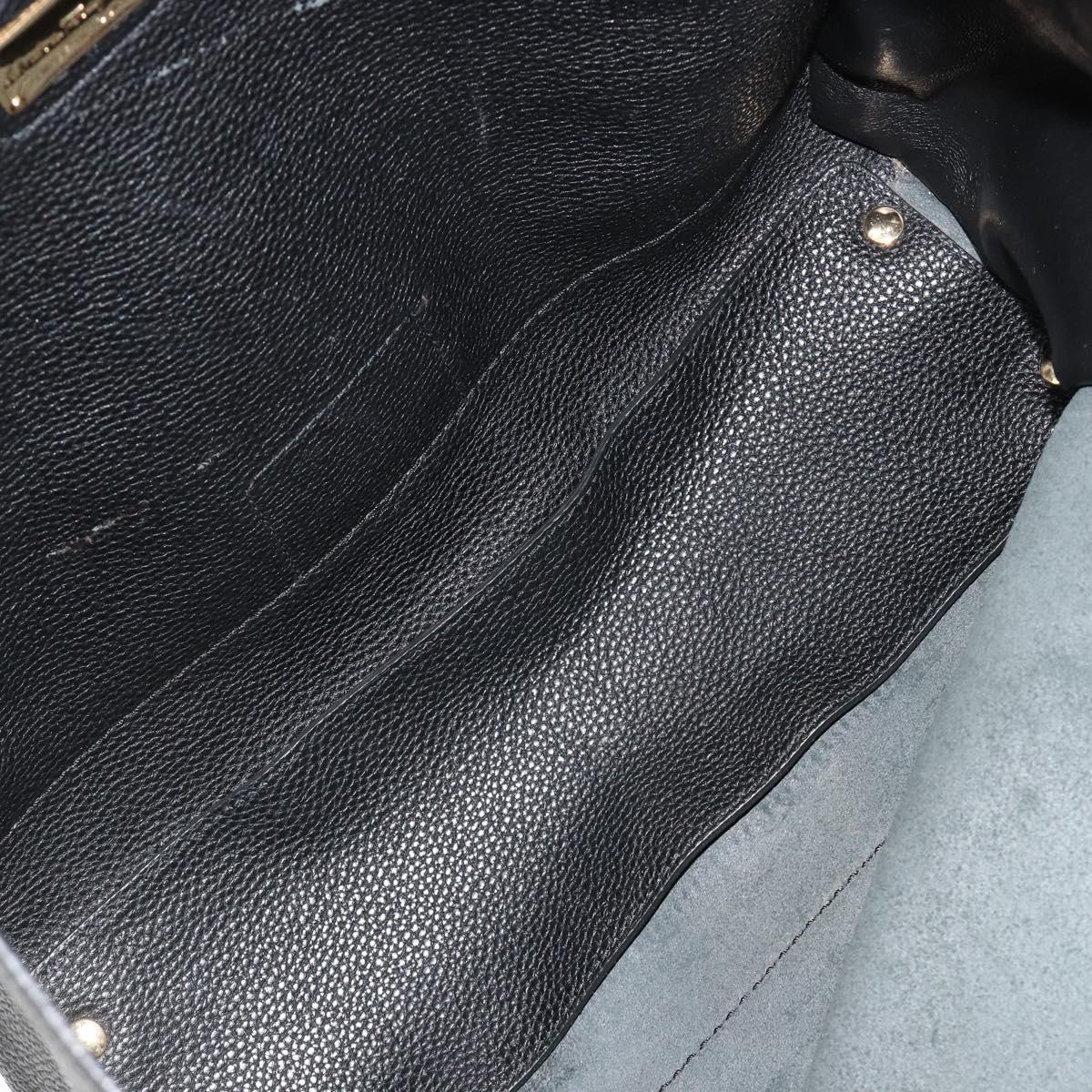 Salvatore Ferragamo Gancini Tote Bag Leather Black Gold Auth gh2138