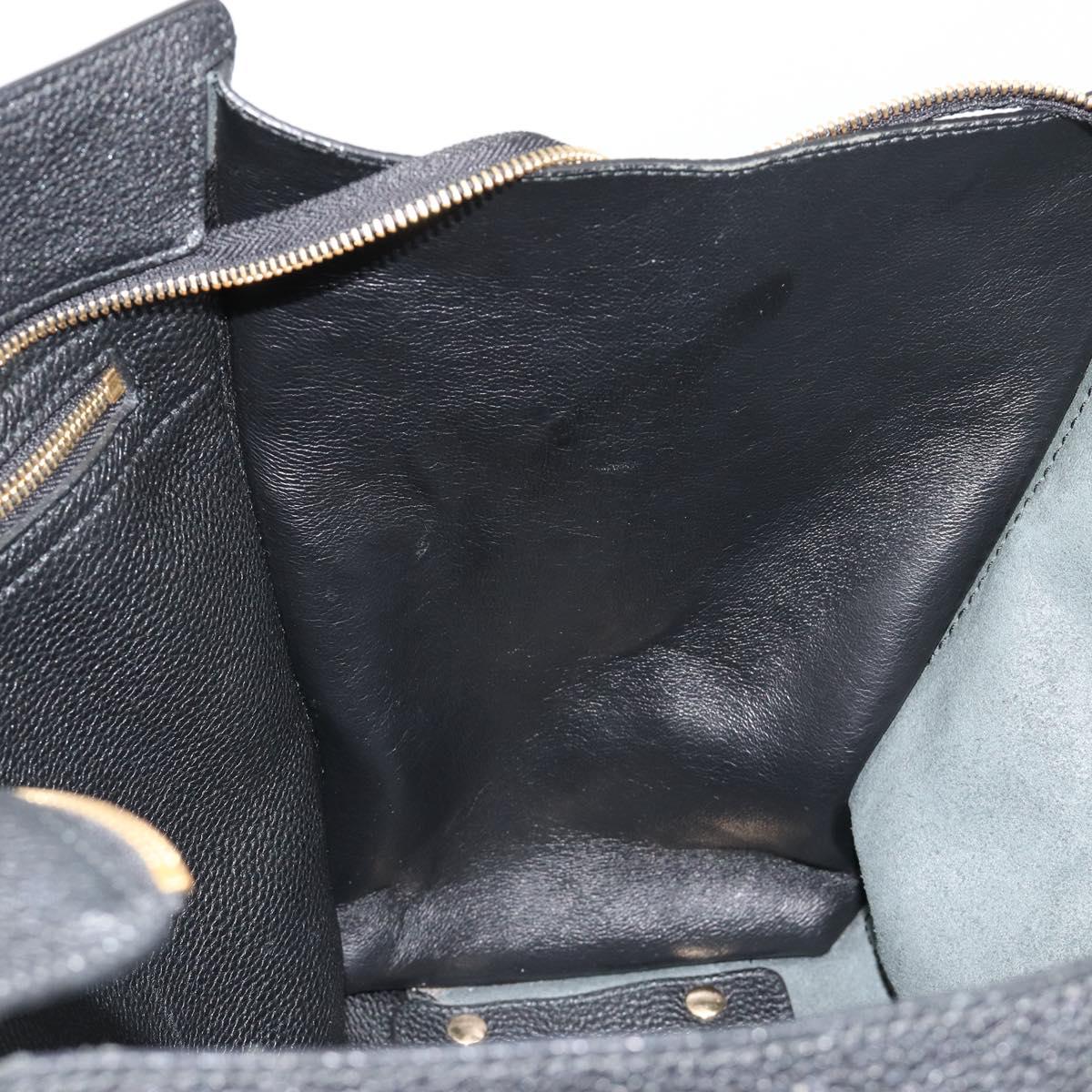 Salvatore Ferragamo Gancini Tote Bag Leather Black Gold Auth gh2138