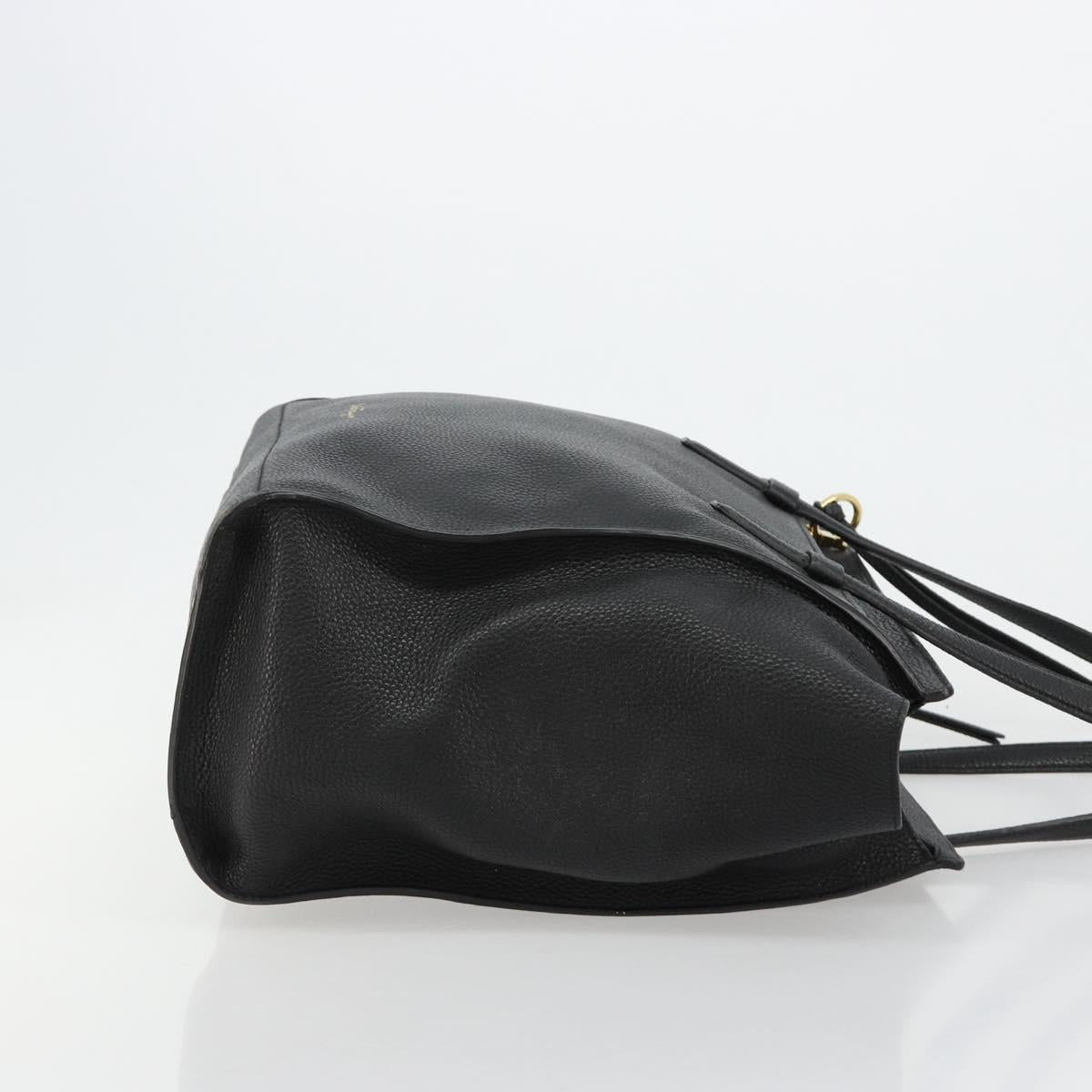 Salvatore Ferragamo Gancini Tote Bag Leather Black Gold Auth gh2138