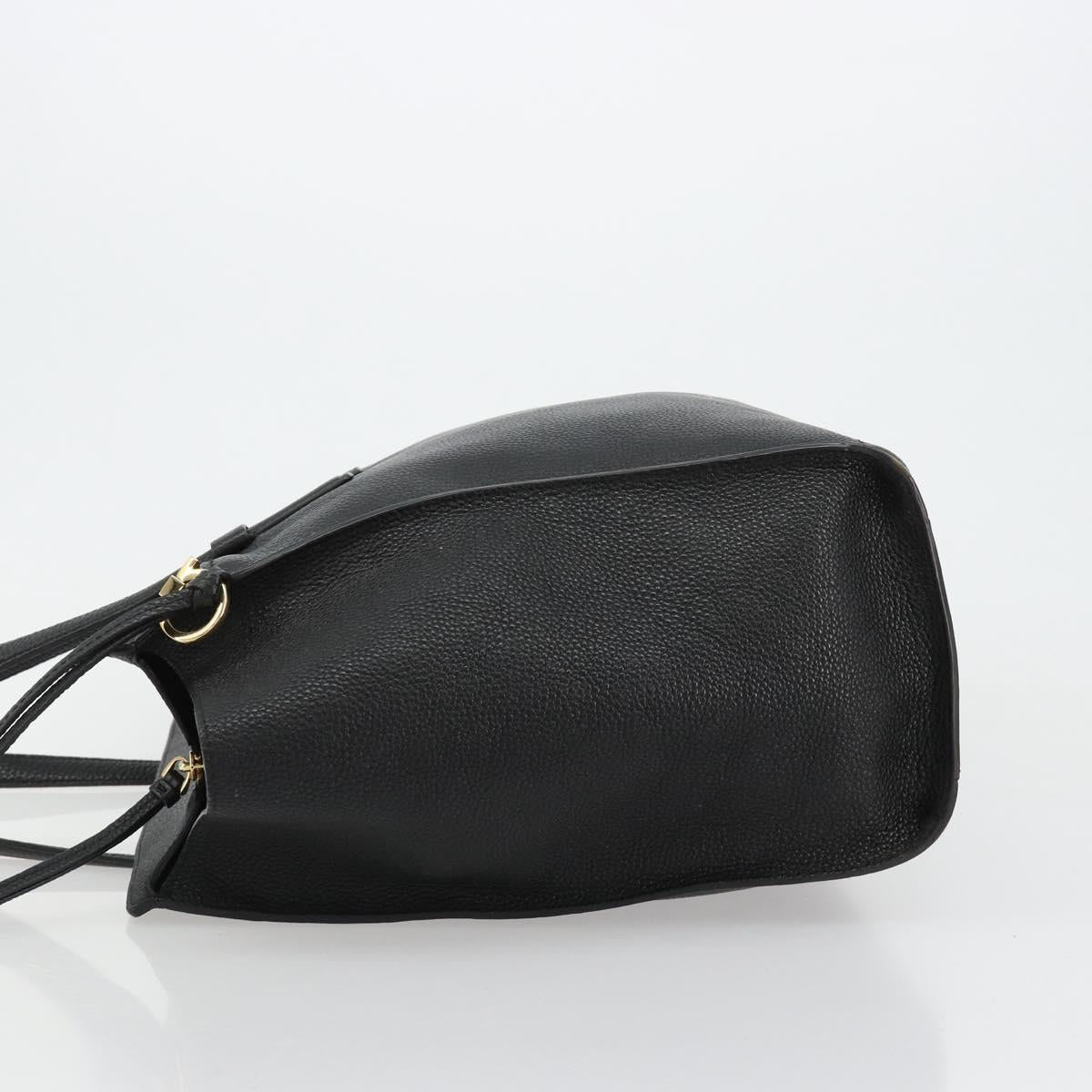 Salvatore Ferragamo Gancini Tote Bag Leather Black Gold Auth gh2138
