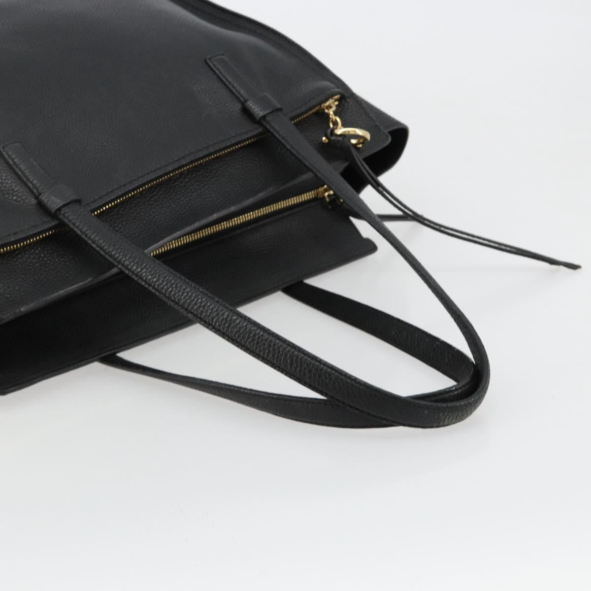 Salvatore Ferragamo Gancini Tote Bag Leather Black Gold Auth gh2138