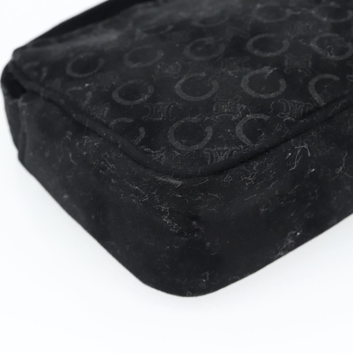 CELINE C Macadam Canvas Hand Bag Black Gold Auth gh2139A