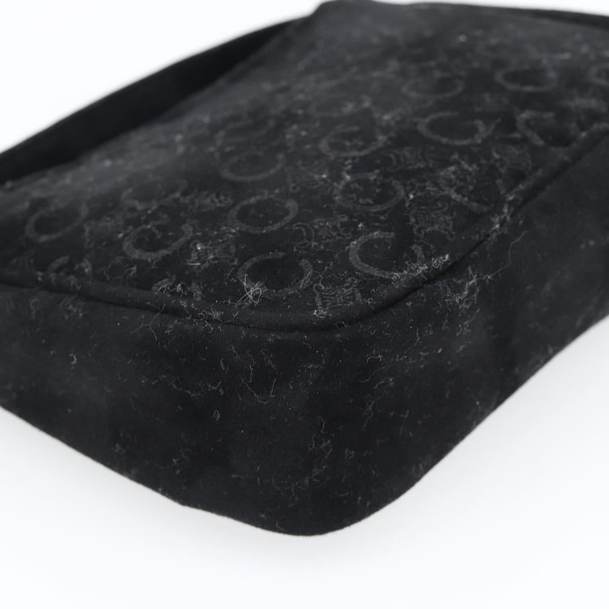 CELINE C Macadam Canvas Hand Bag Black Gold Auth gh2139A