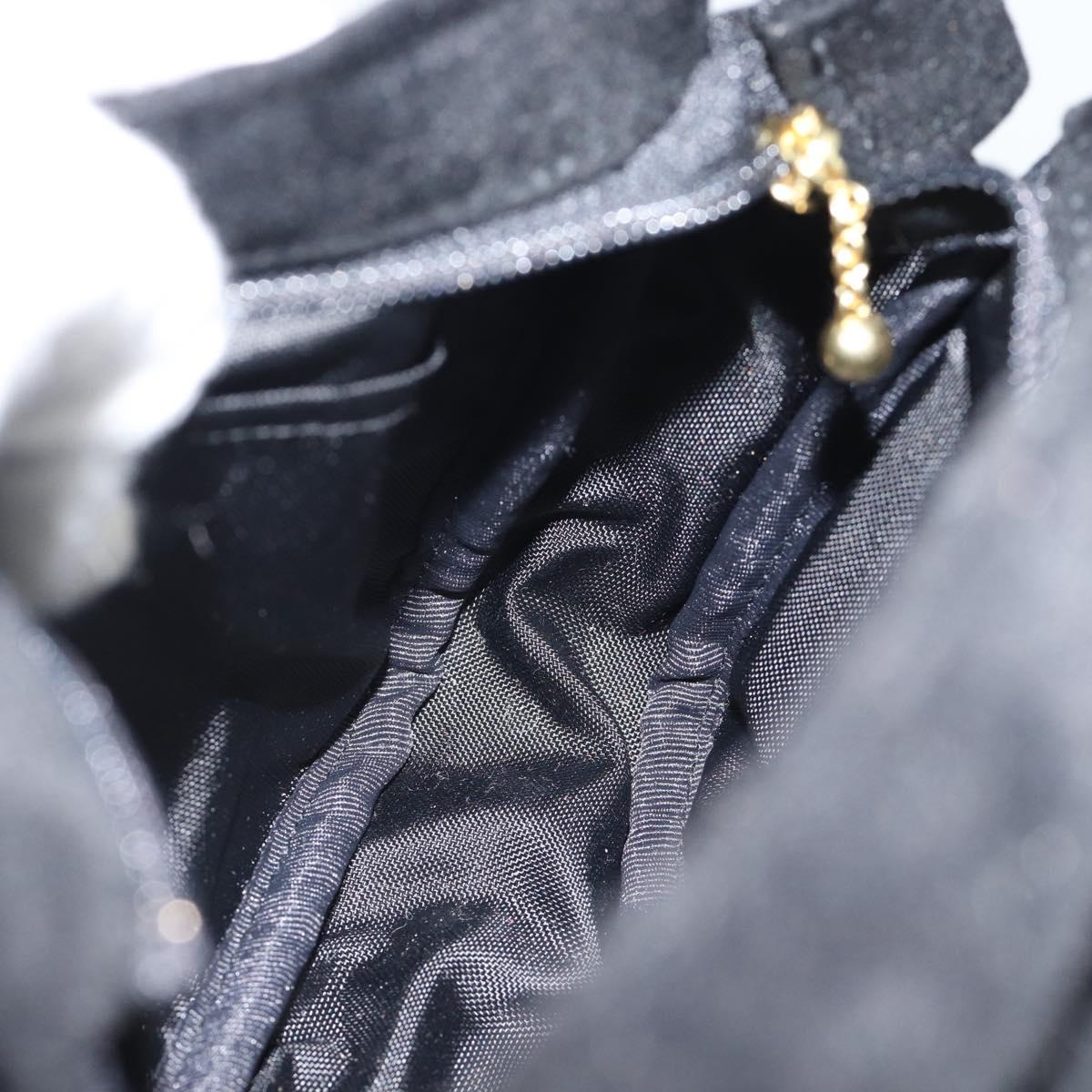 CELINE C Macadam Canvas Hand Bag Black Gold Auth gh2139A