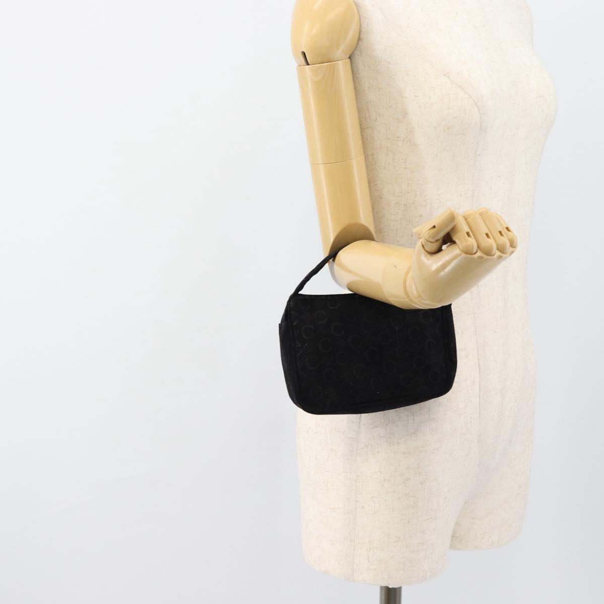 CELINE C Macadam Canvas Hand Bag Black Gold Auth gh2139A
