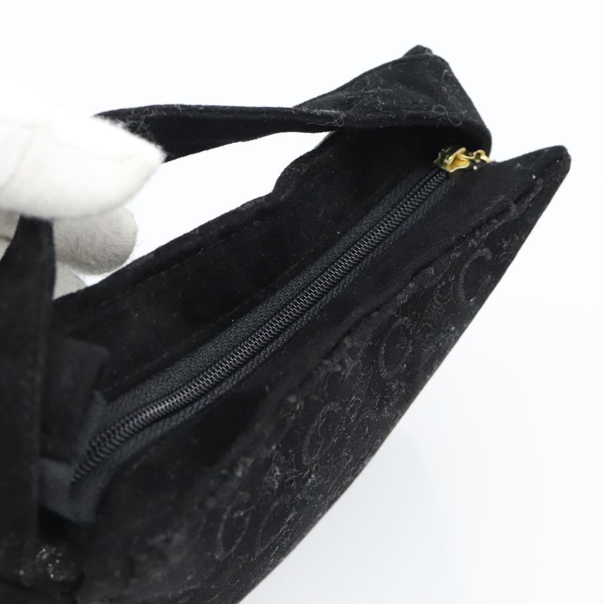 CELINE C Macadam Canvas Hand Bag Black Gold Auth gh2139A