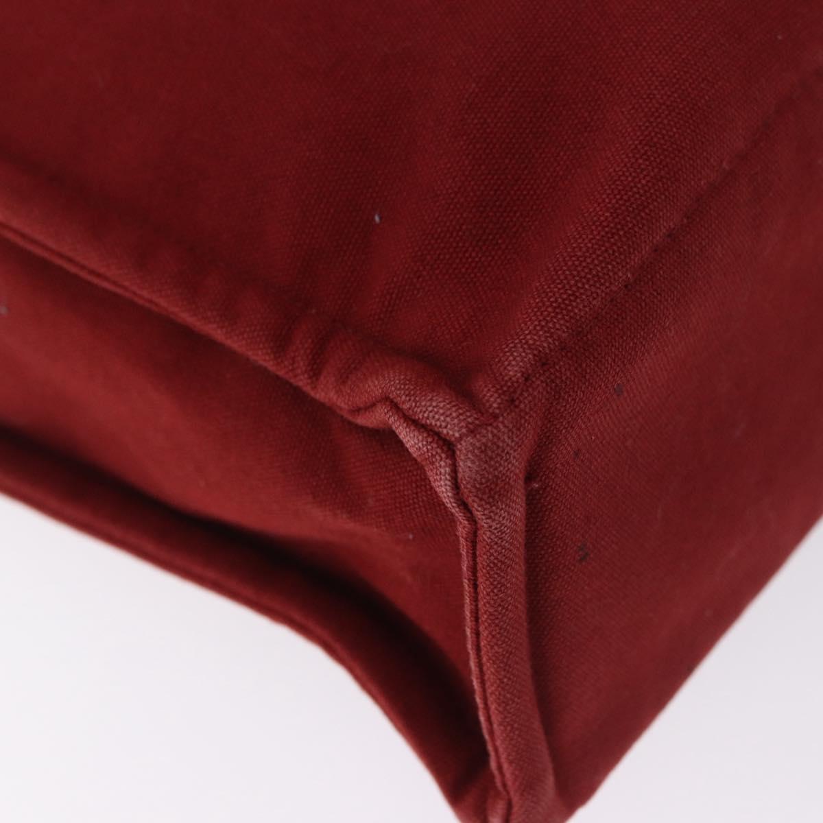 HERMES Fourre Tout MM Hand Bag Canvas Red Silver Auth gh2140