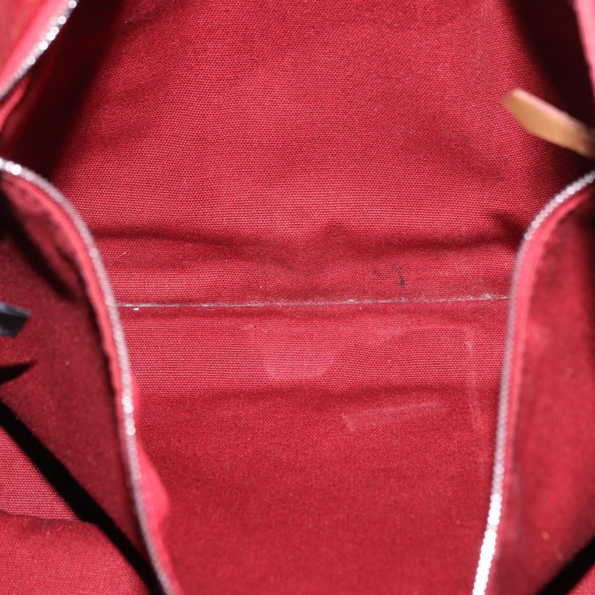 HERMES Fourre Tout MM Hand Bag Canvas Red Silver Auth gh2140