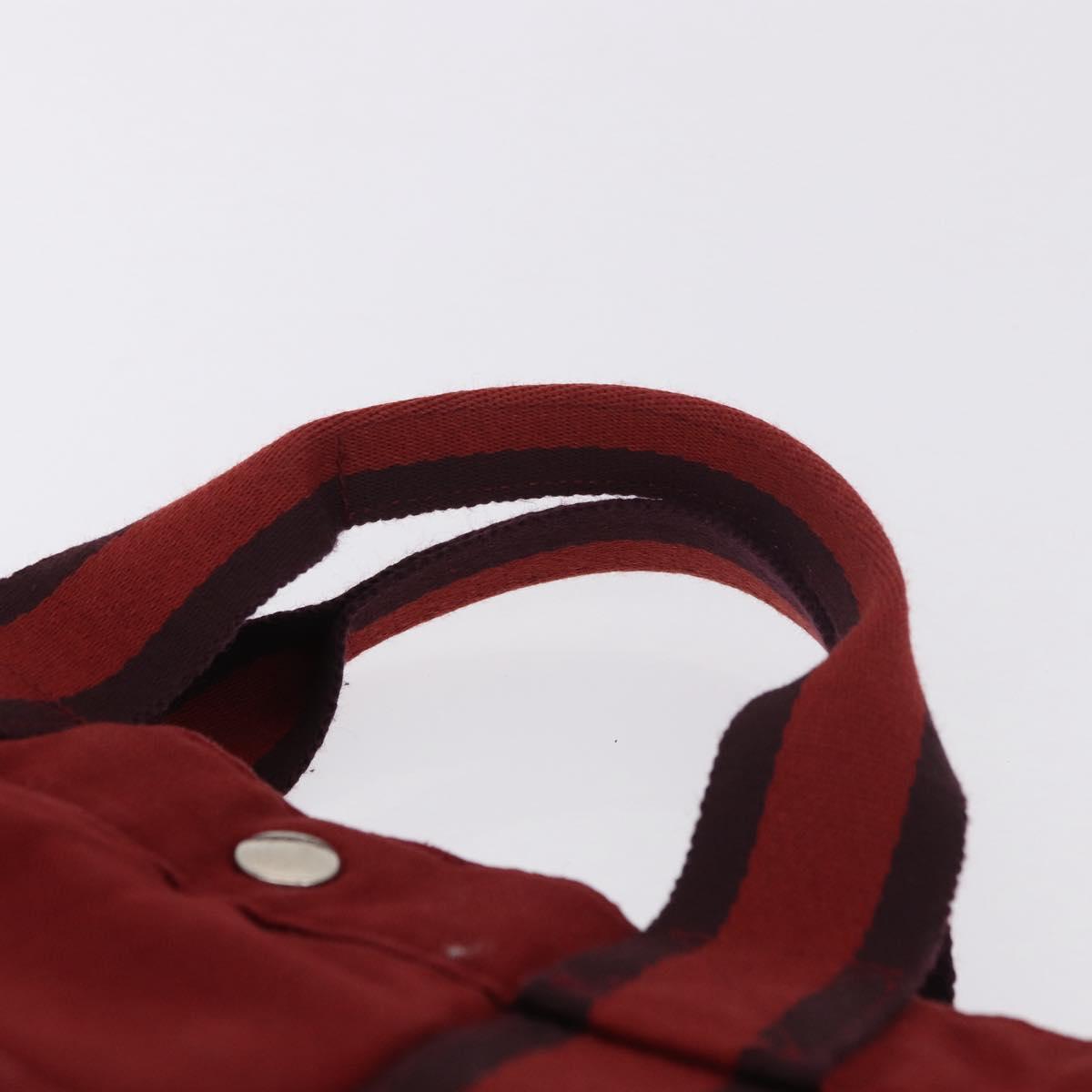 HERMES Fourre Tout MM Hand Bag Canvas Red Silver Auth gh2140