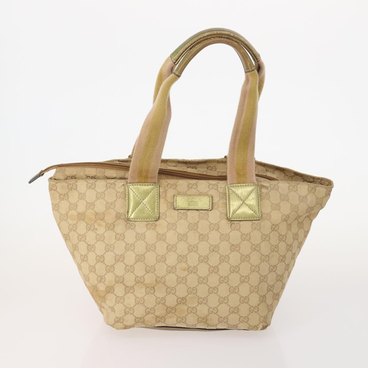 GUCCI GG Canvas Tote Bag Leather Canvas 4 Set Beige Black Brown Auth gh2142