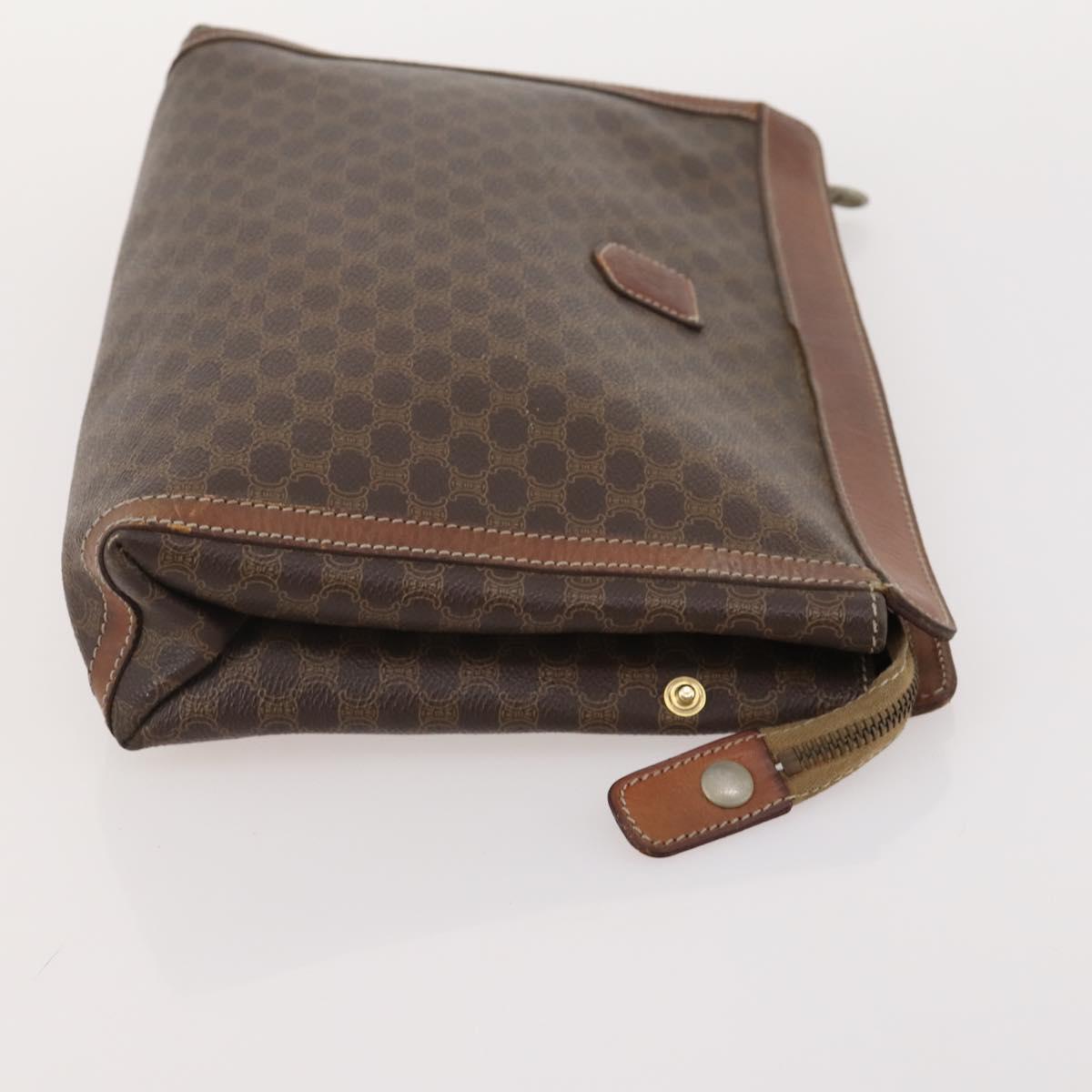 CELINE Macadam Canvas Clutch Bag PVC Leather 4 Set Brown Beige Auth gh2143