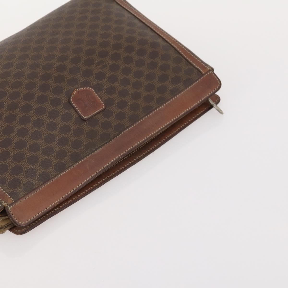 CELINE Macadam Canvas Clutch Bag PVC Leather 4 Set Brown Beige Auth gh2143
