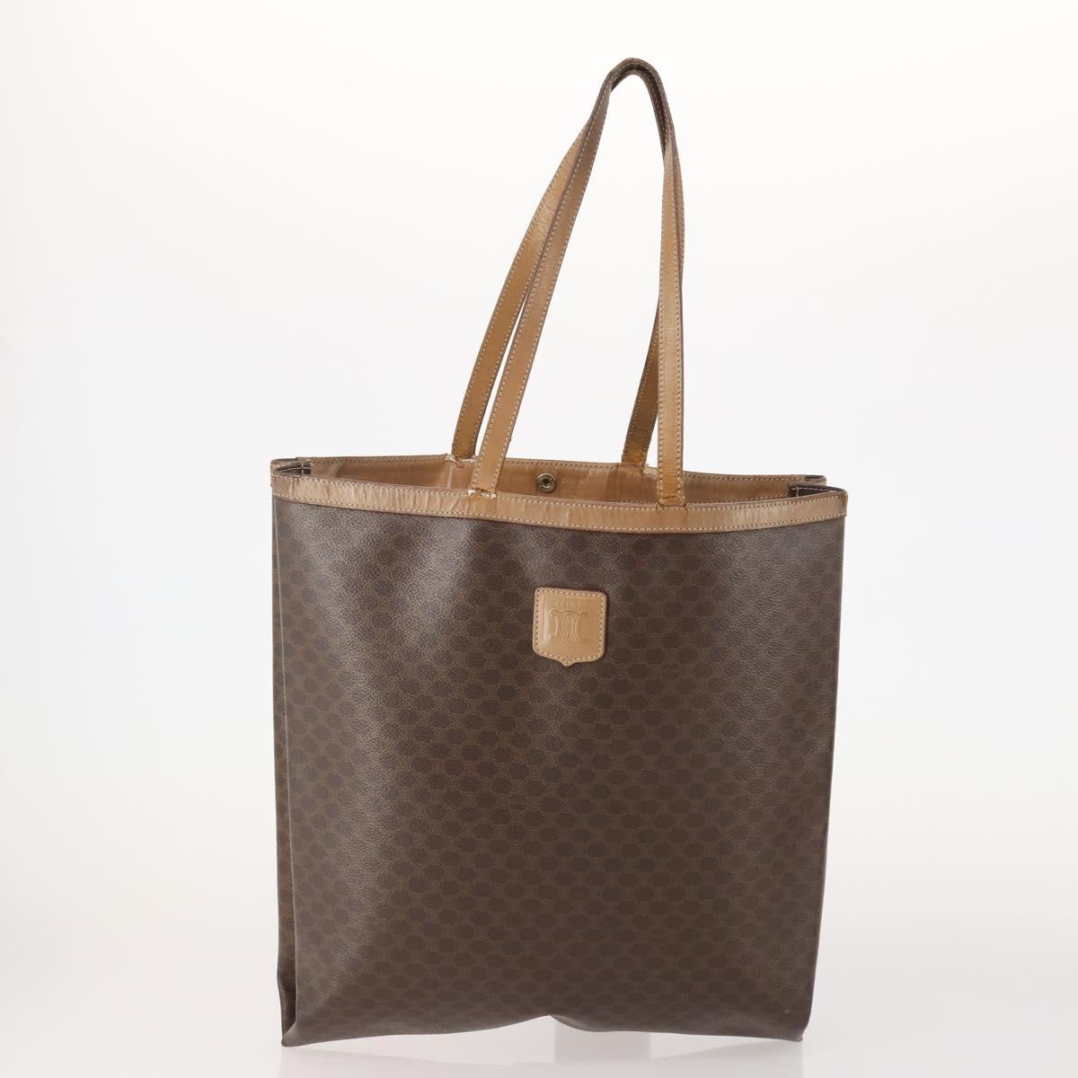 CELINE Macadam Canvas Clutch Bag PVC Leather 4 Set Brown Beige Auth gh2143