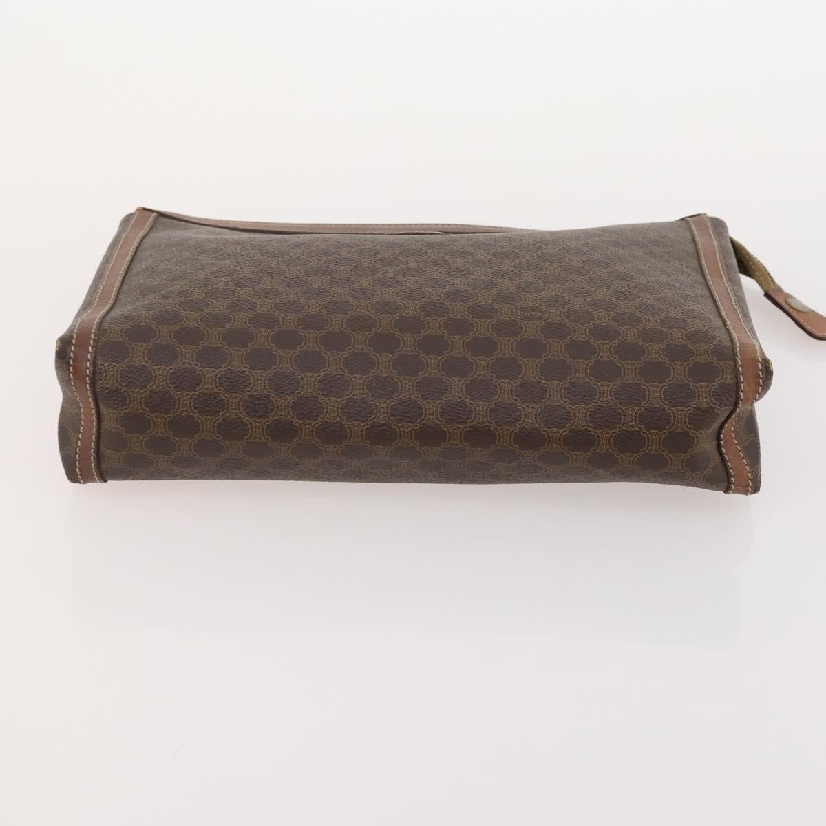 CELINE Macadam Canvas Clutch Bag PVC Leather 4 Set Brown Beige Auth gh2143