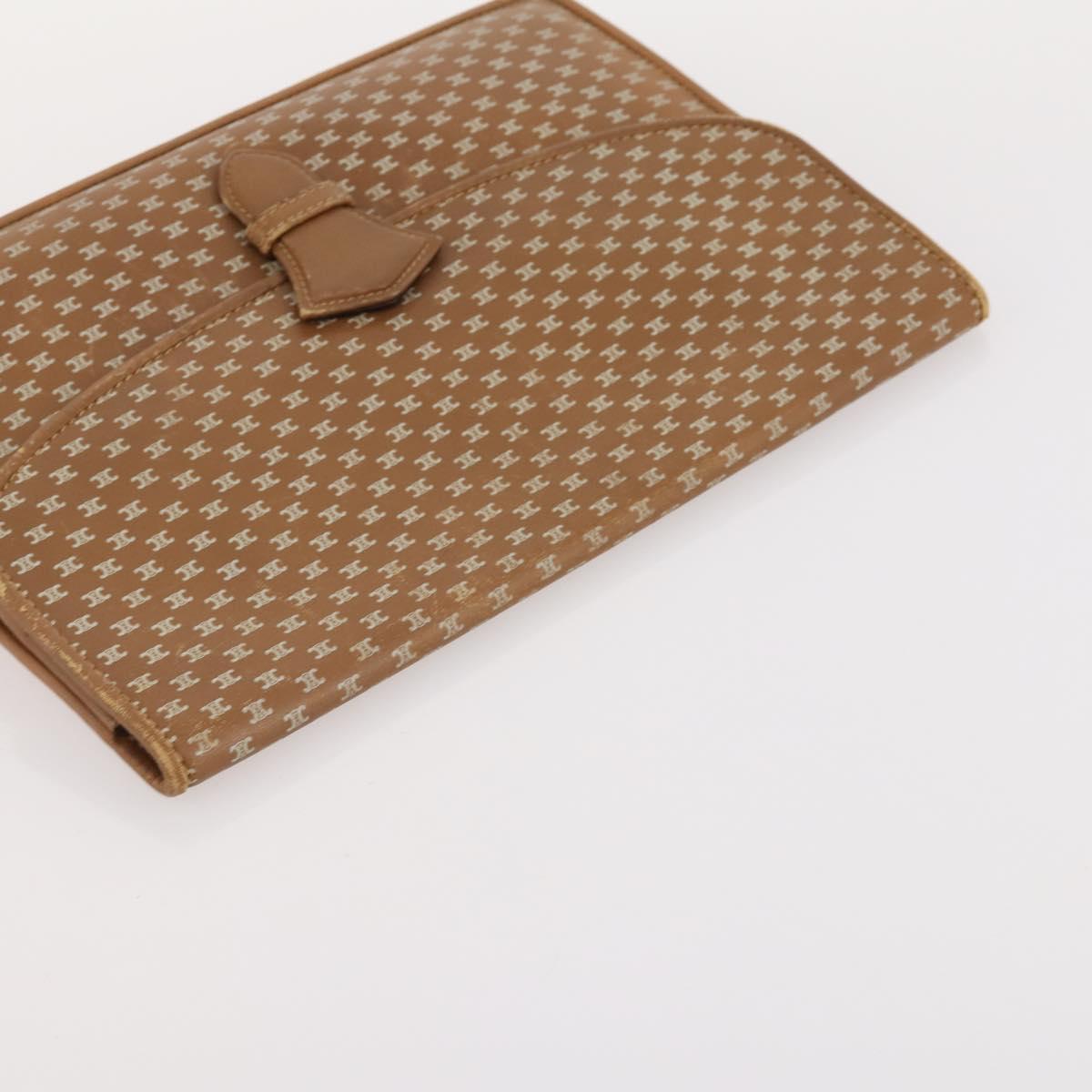 CELINE Macadam Canvas Clutch Bag PVC Leather 4 Set Brown Beige Auth gh2143