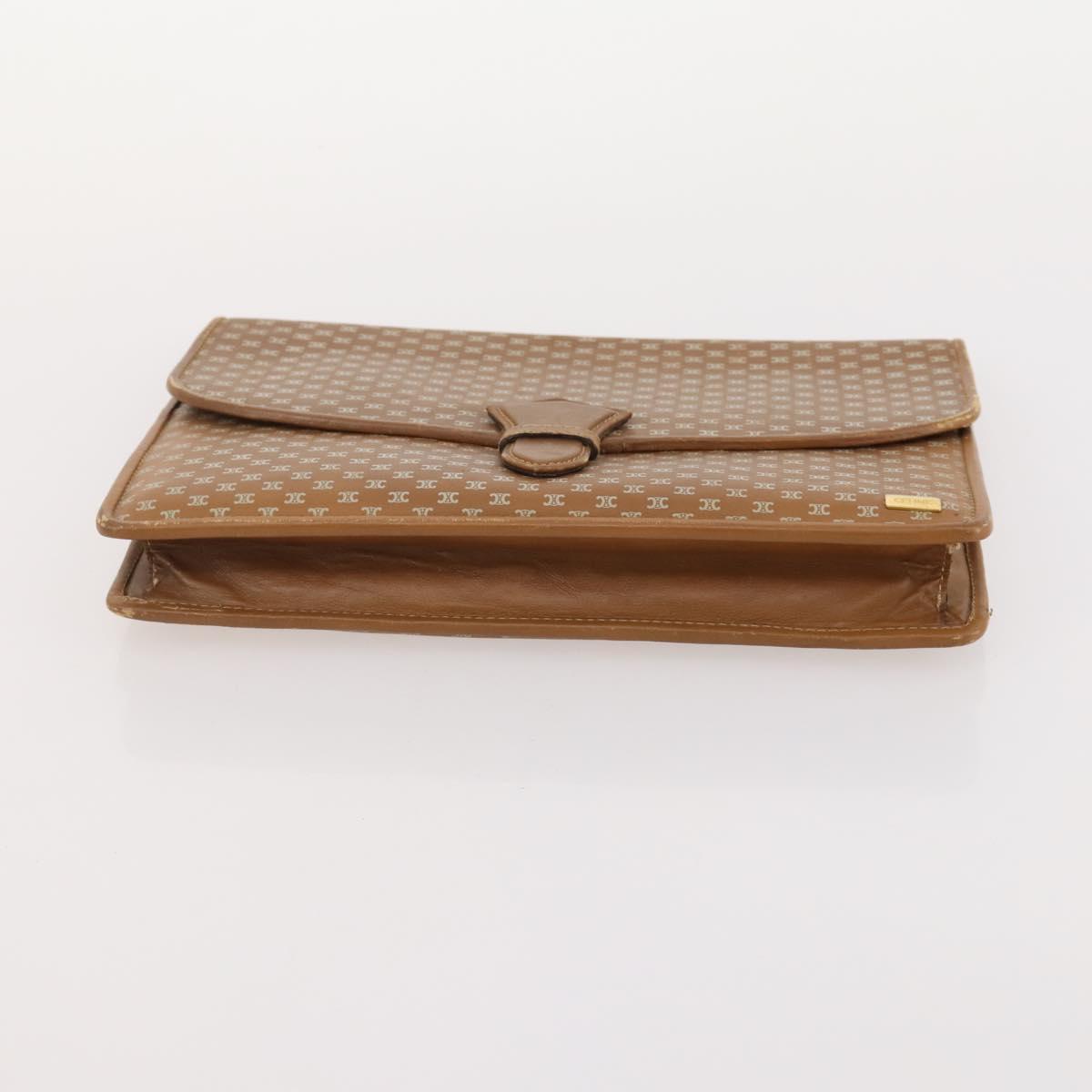CELINE Macadam Canvas Clutch Bag PVC Leather 4 Set Brown Beige Auth gh2143