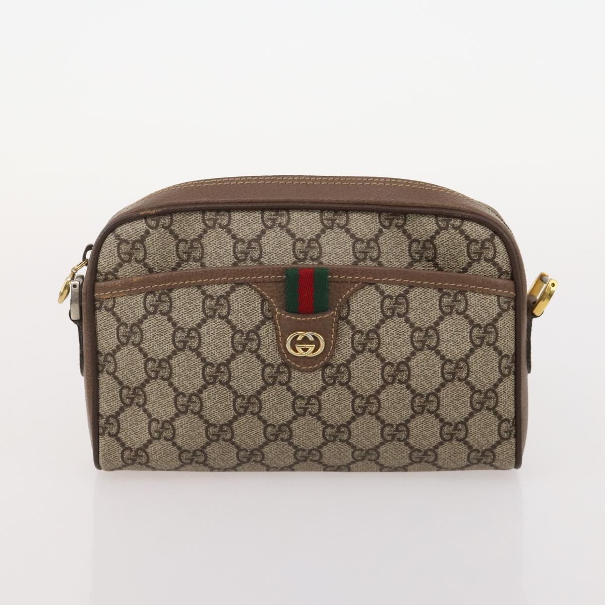 GUCCI GG Supreme GG Plus Supreme Web Sherry Line Bag PVC 3 Set Beige Auth gh2144
