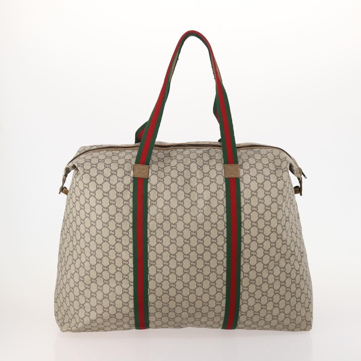GUCCI GG Supreme GG Plus Supreme Web Sherry Line Bag PVC 3 Set Beige Auth gh2144