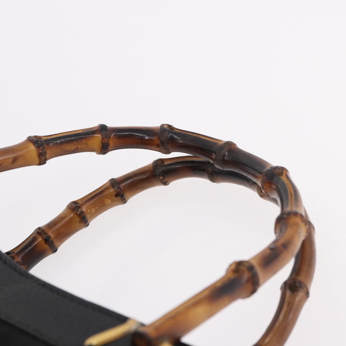 GUCCI Bamboo Hand Bag Suede Black Gold 002 1096 0260 Auth gh2145