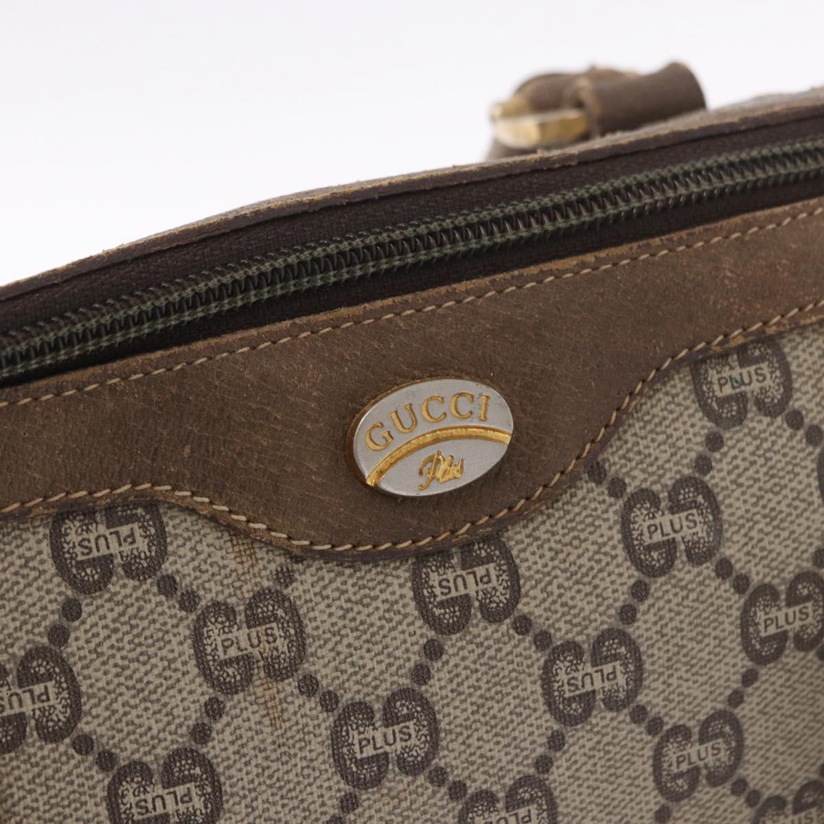 GUCCI GG Plus Supreme Hand Bag PVC Beige Gold Auth gh2146