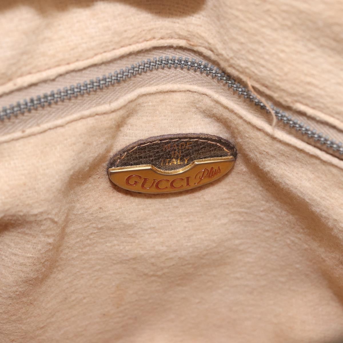 GUCCI GG Plus Supreme Hand Bag PVC Beige Gold Auth gh2146