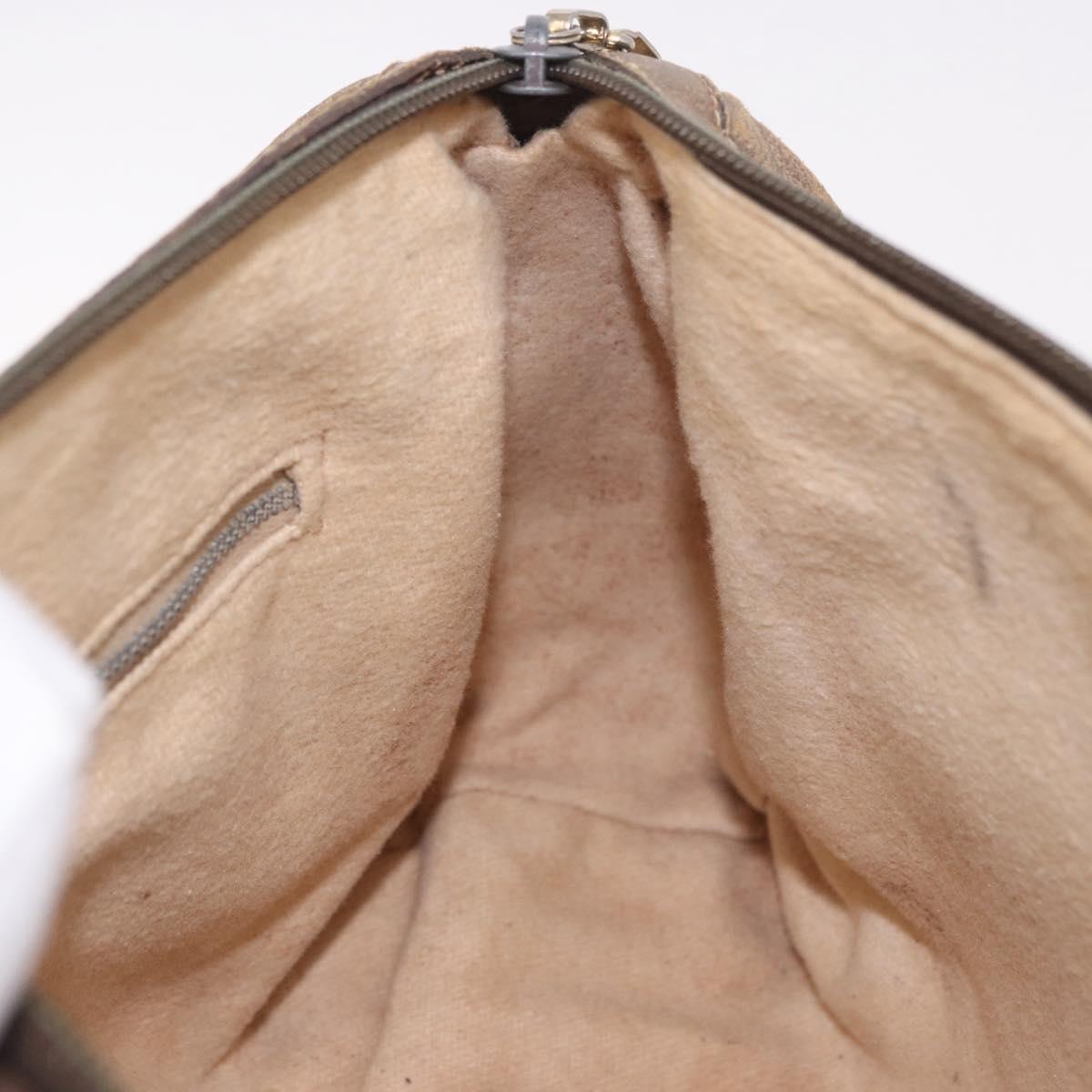 GUCCI GG Plus Supreme Hand Bag PVC Beige Gold Auth gh2146