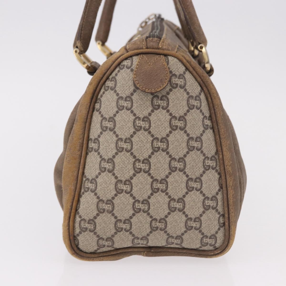 GUCCI GG Plus Supreme Hand Bag PVC Beige Gold Auth gh2146