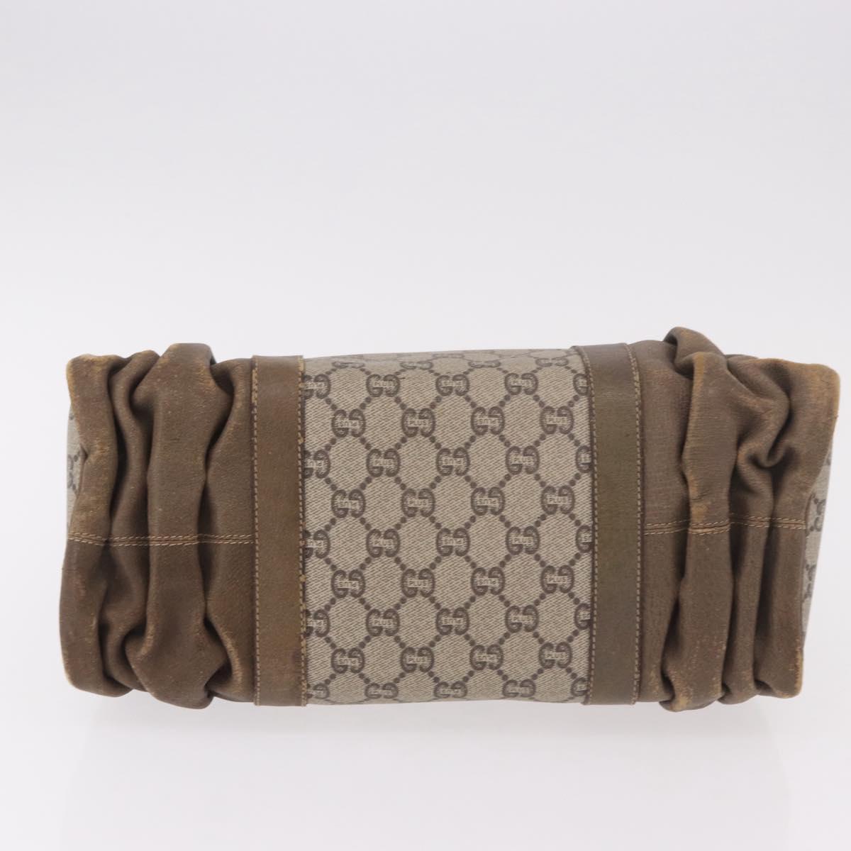 GUCCI GG Plus Supreme Hand Bag PVC Beige Gold Auth gh2146