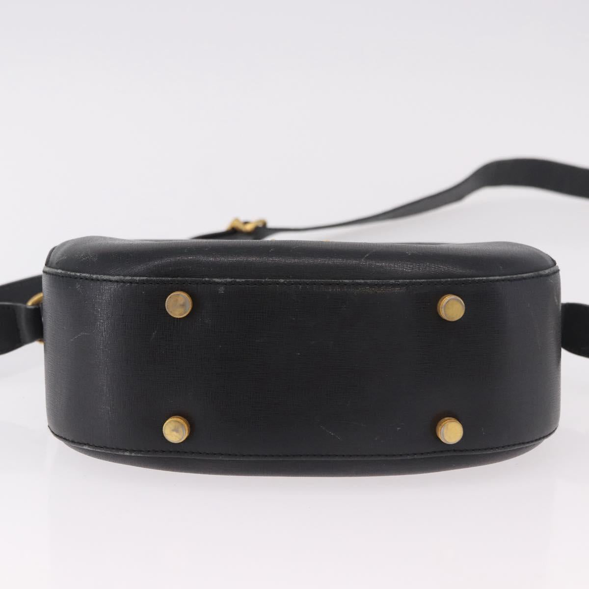 Salvatore Ferragamo Shoulder Bag Leather Black Gold Auth gh2148
