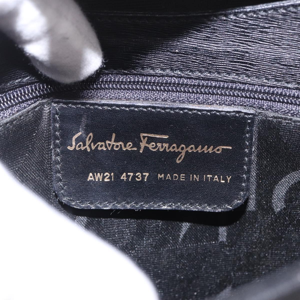 Salvatore Ferragamo Shoulder Bag Leather Black Gold Auth gh2148