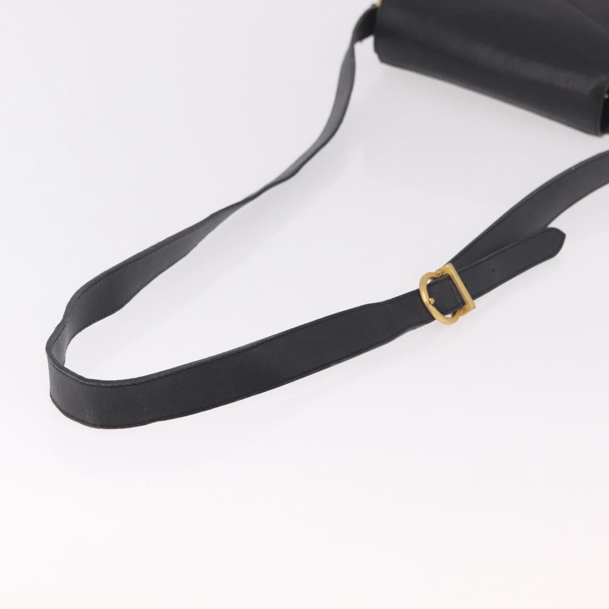 Salvatore Ferragamo Shoulder Bag Leather Black Gold Auth gh2148