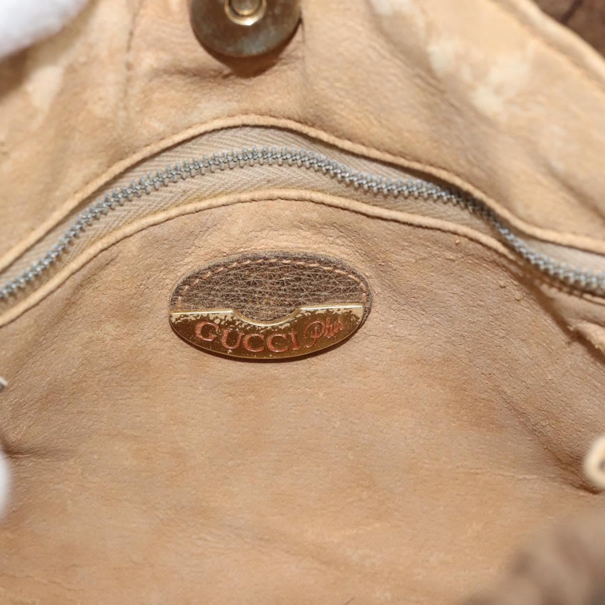 GUCCI GG Plus Supreme Shoulder Bag PVC Beige Gold Auth gh2149