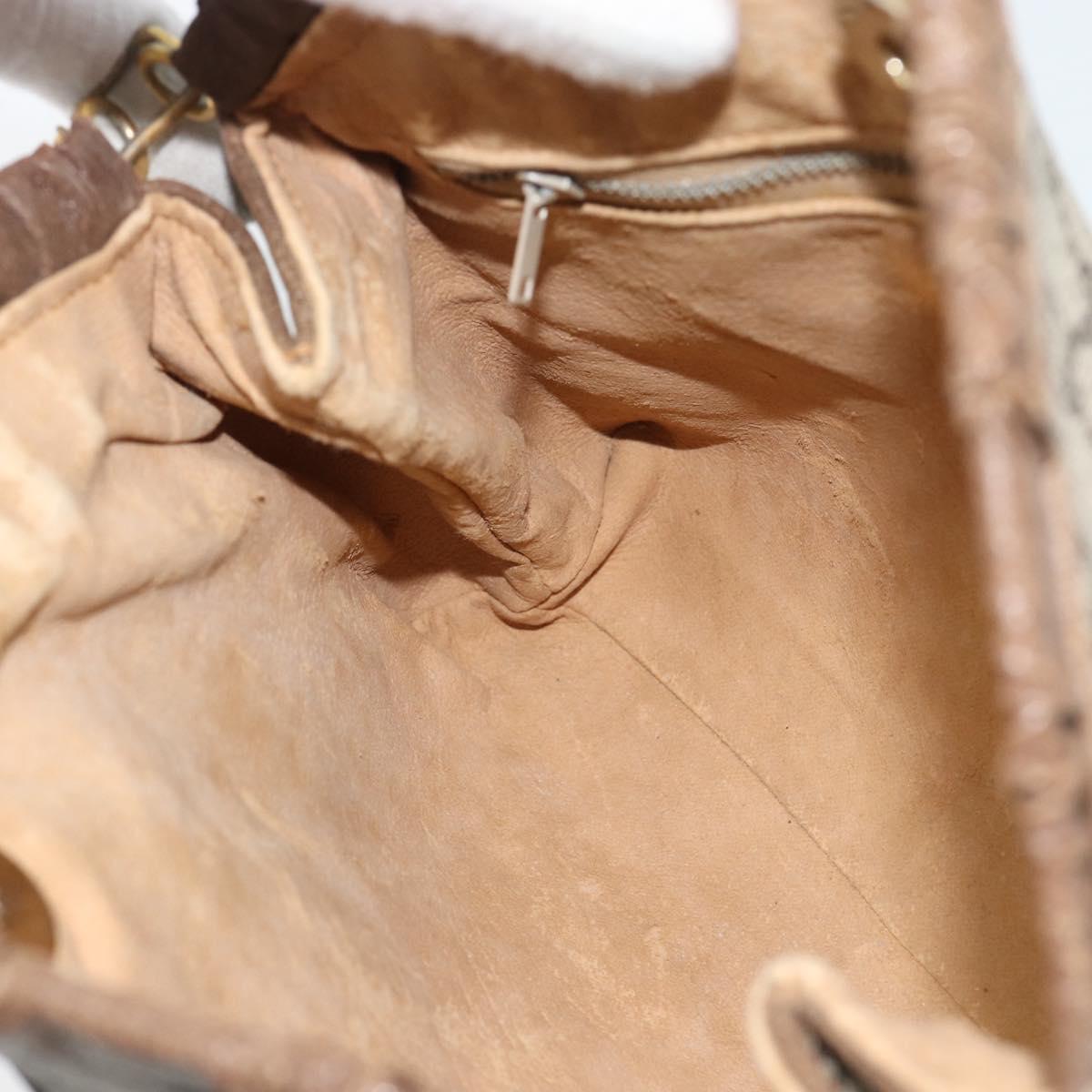 GUCCI GG Plus Supreme Shoulder Bag PVC Beige Gold Auth gh2149