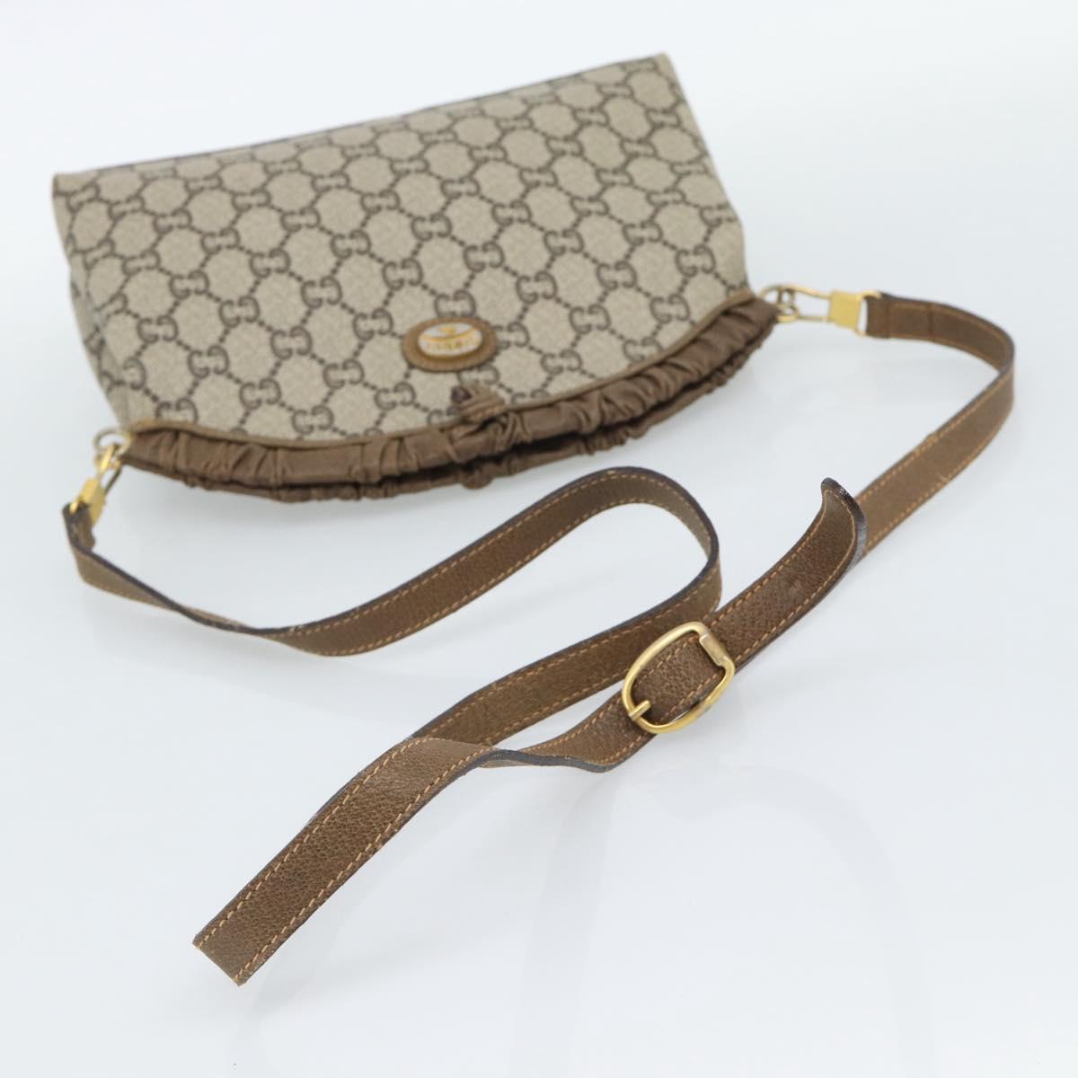 GUCCI GG Plus Supreme Shoulder Bag PVC Beige Gold Auth gh2149