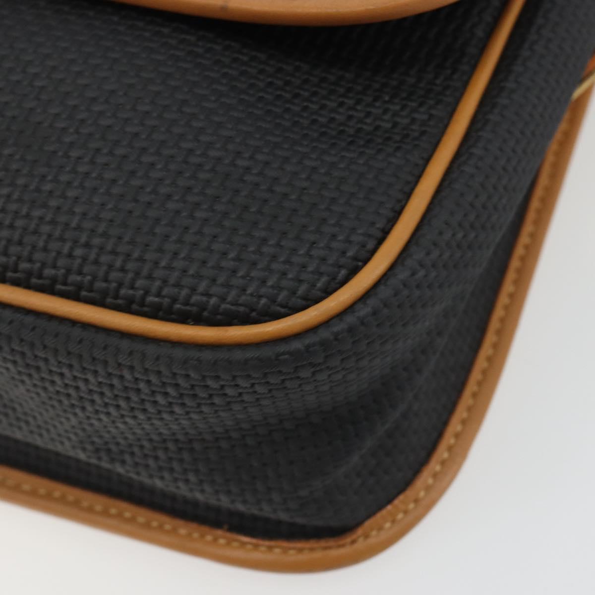 SAINT LAURENT Shoulder Bag PVC Canvas Black Gold Auth gh2150