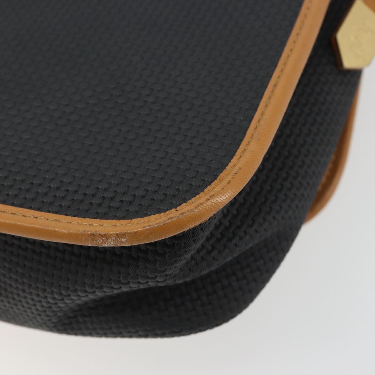 SAINT LAURENT Shoulder Bag PVC Canvas Black Gold Auth gh2150
