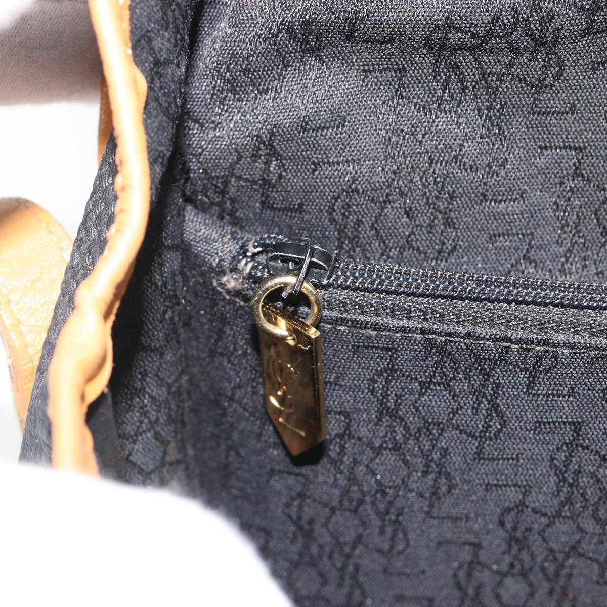 SAINT LAURENT Shoulder Bag PVC Canvas Black Gold Auth gh2150
