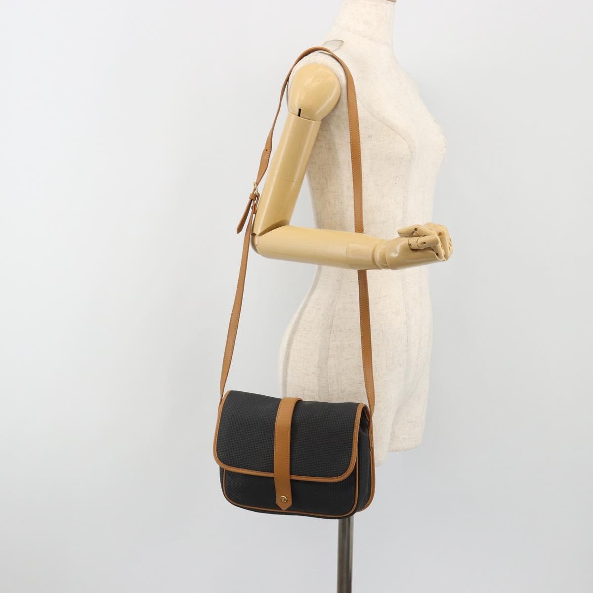 SAINT LAURENT Shoulder Bag PVC Canvas Black Gold Auth gh2150