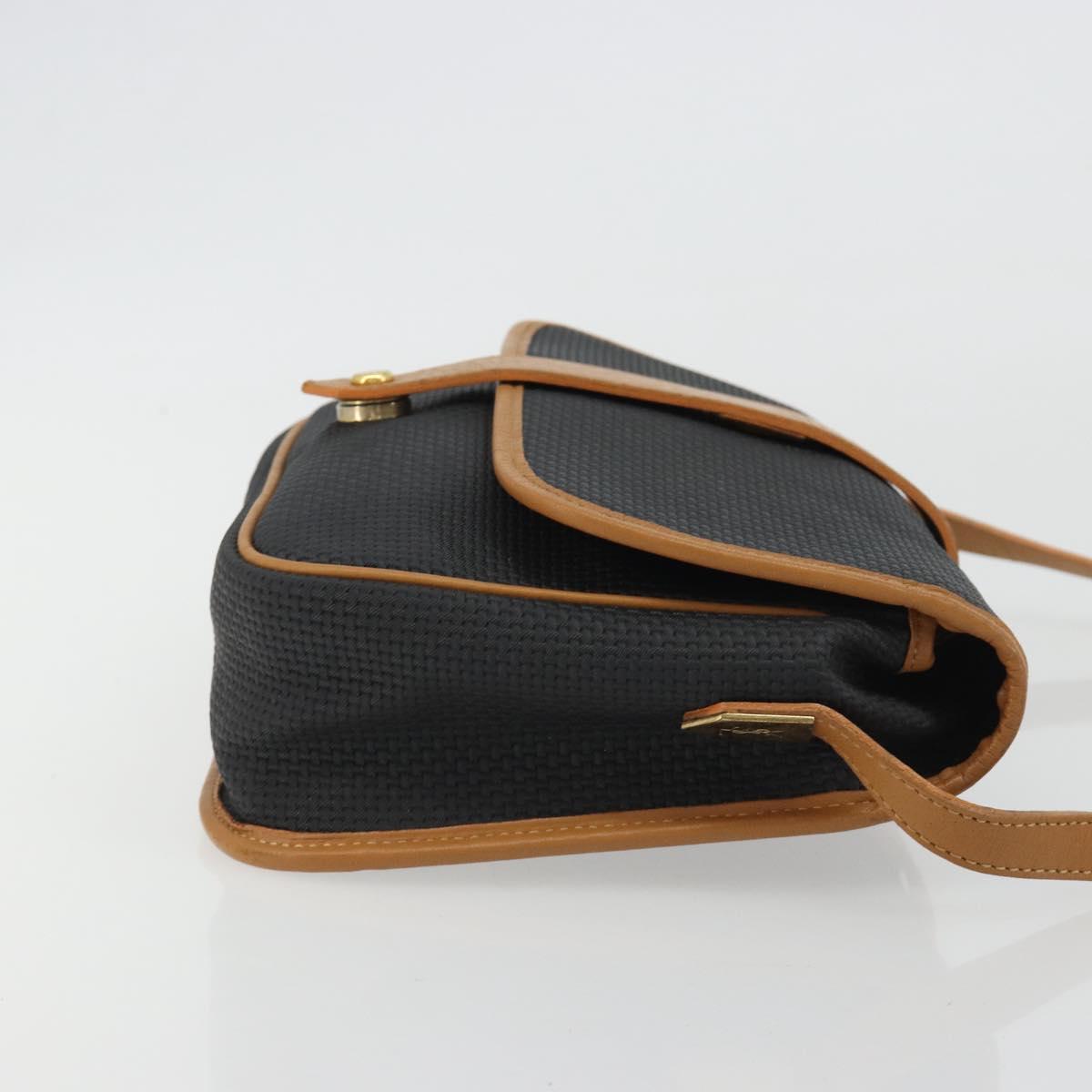 SAINT LAURENT Shoulder Bag PVC Canvas Black Gold Auth gh2150