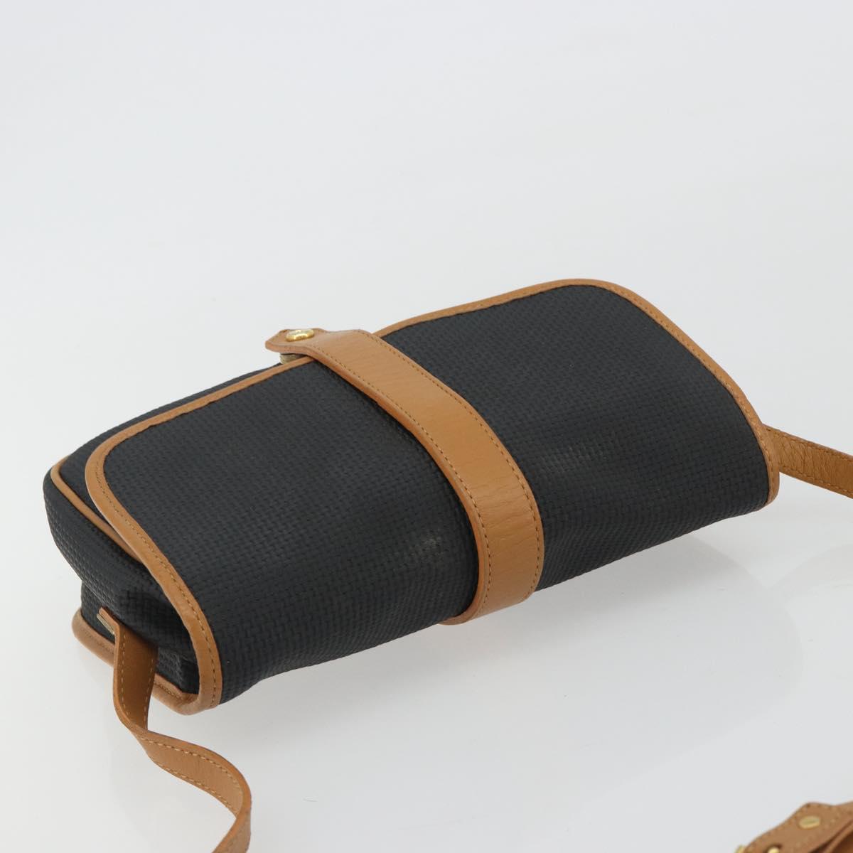 SAINT LAURENT Shoulder Bag PVC Canvas Black Gold Auth gh2150